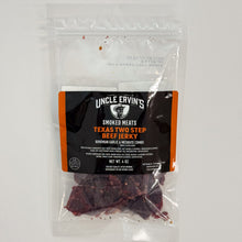 Load image into Gallery viewer, Package of Uncle Ervin&#39;s Smoked Meats Texas Two Step Beef Jerky on a white background
